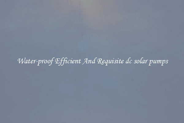 Water-proof Efficient And Requisite dc solar pumps