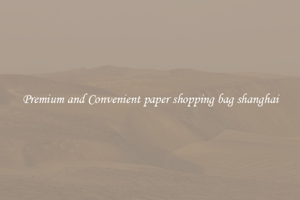 Premium and Convenient paper shopping bag shanghai