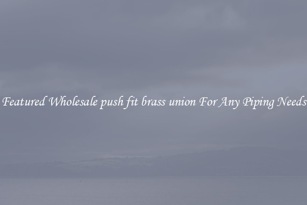 Featured Wholesale push fit brass union For Any Piping Needs