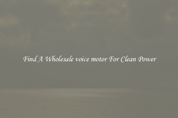 Find A Wholesale voice motor For Clean Power